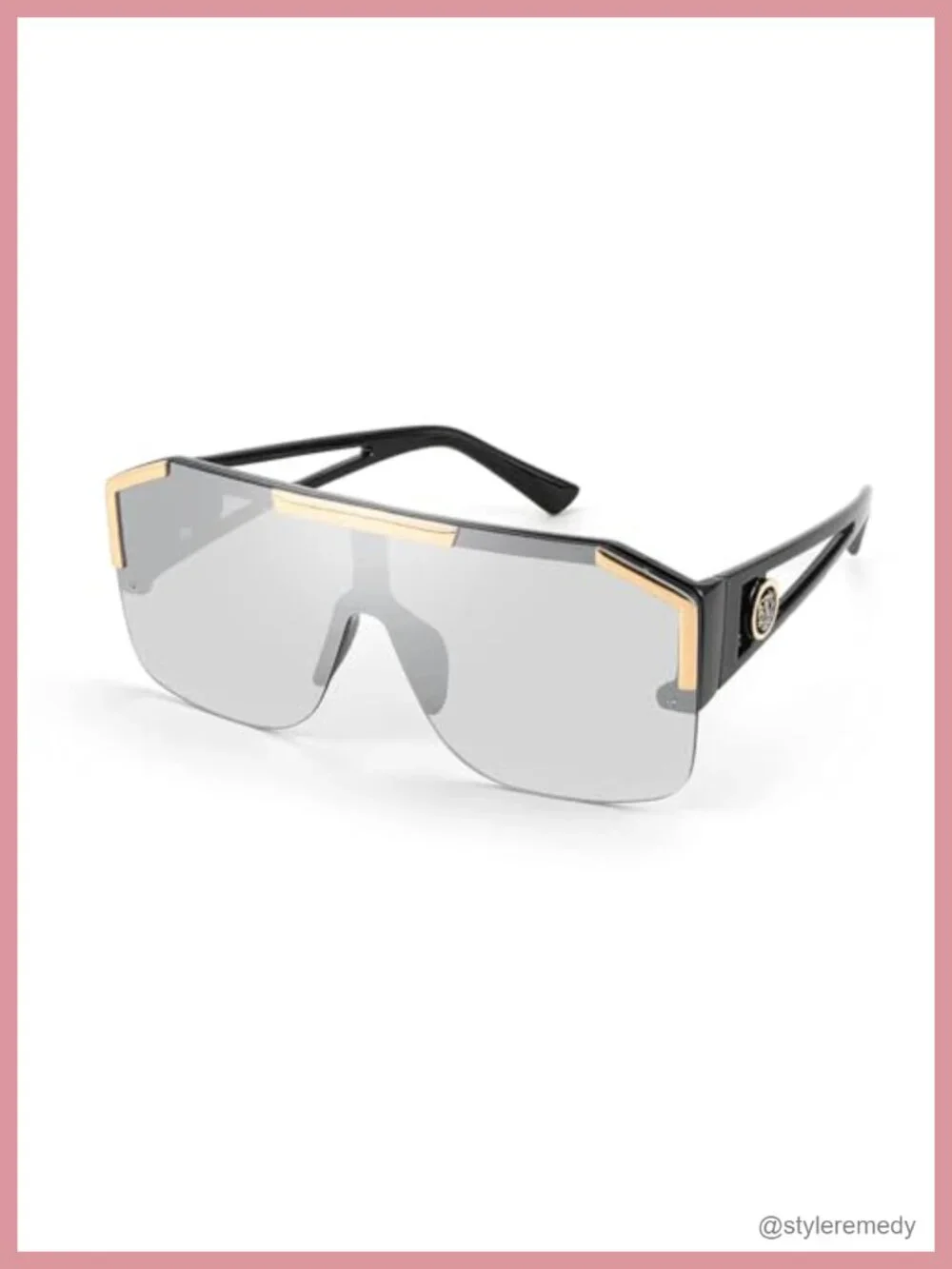 Oversized Square Shield Sunglasses UV400 Polarized Plastic Metal Frame
